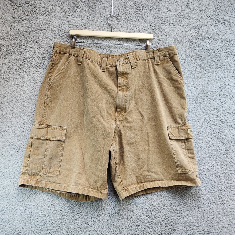 Wrangler Shorts Men 44 Brown 100% Cotton Cargo Pockets High Rise Summer Zip Fly‎